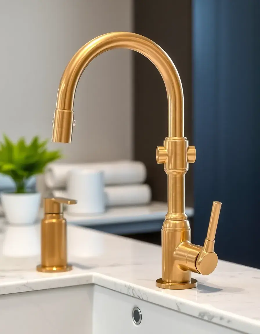 Brushed gold finish kitchen faucet for luxury touch