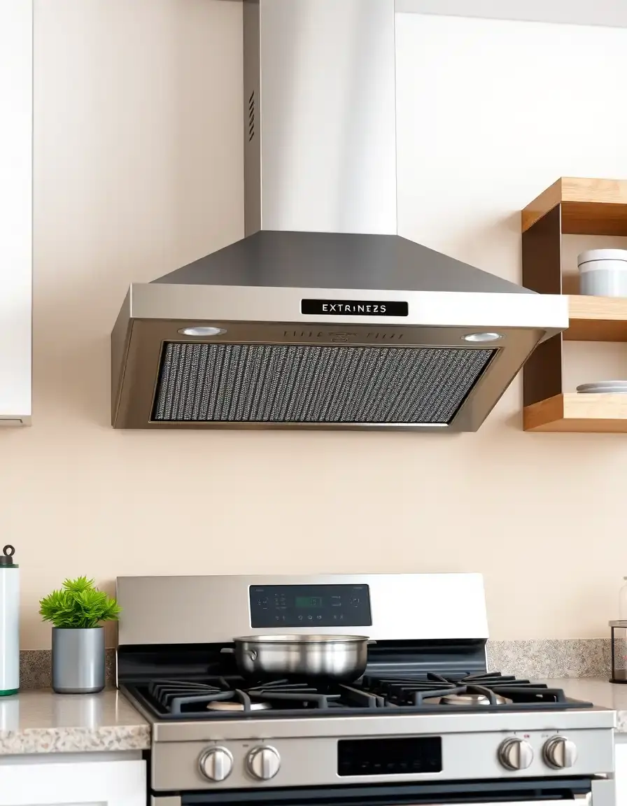 Wall Mounted Kitchen Extractor Fan stainless steel over stove