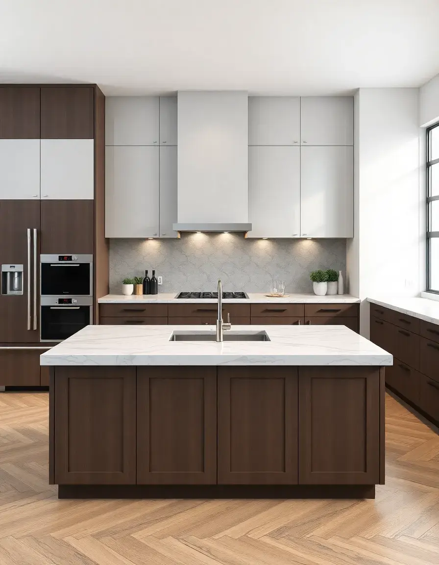 Luxury modern Marble Top Kitchen Island with integrated sink