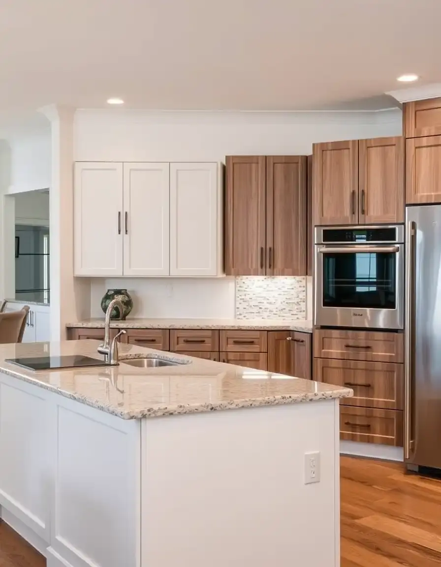 Contemporary Granite Top Kitchen Island with built-in oven area