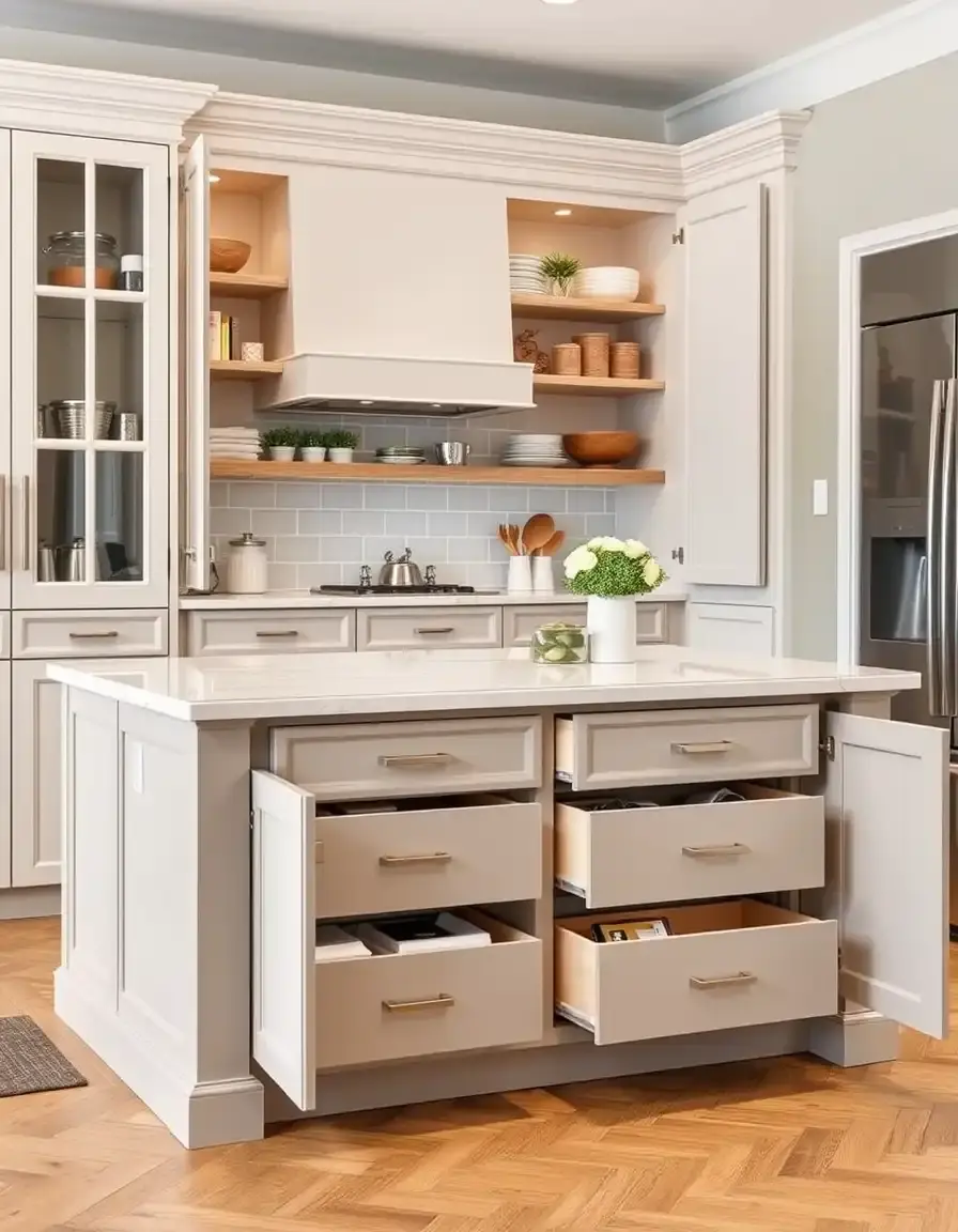 Storage Rich Kitchen Island with deep cabinets