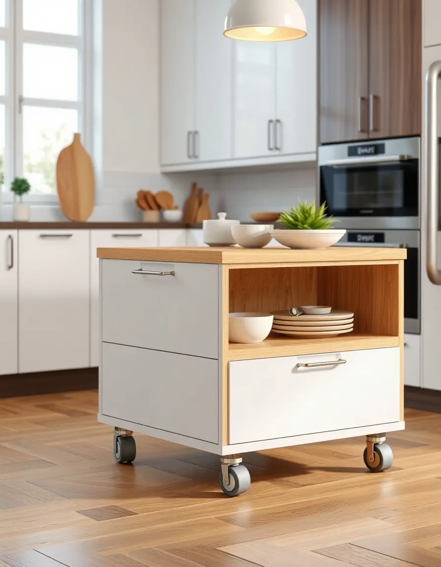 Movable Kitchen Island with wheel locks