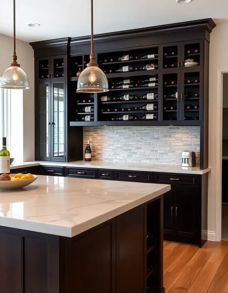 Kitchen island with built-in wine storage racks