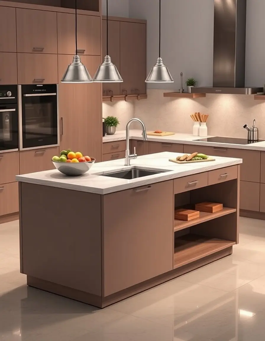 Kitchen island with integrated prep sink
