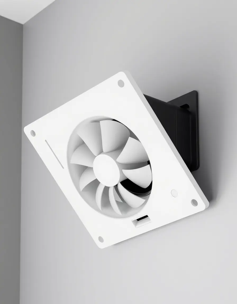 Angled wall mounted extractor fan space saving