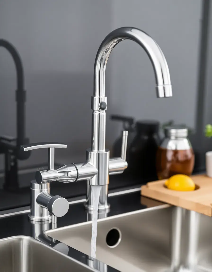 Specially designed low pressure kitchen tap for gravity-fed systems