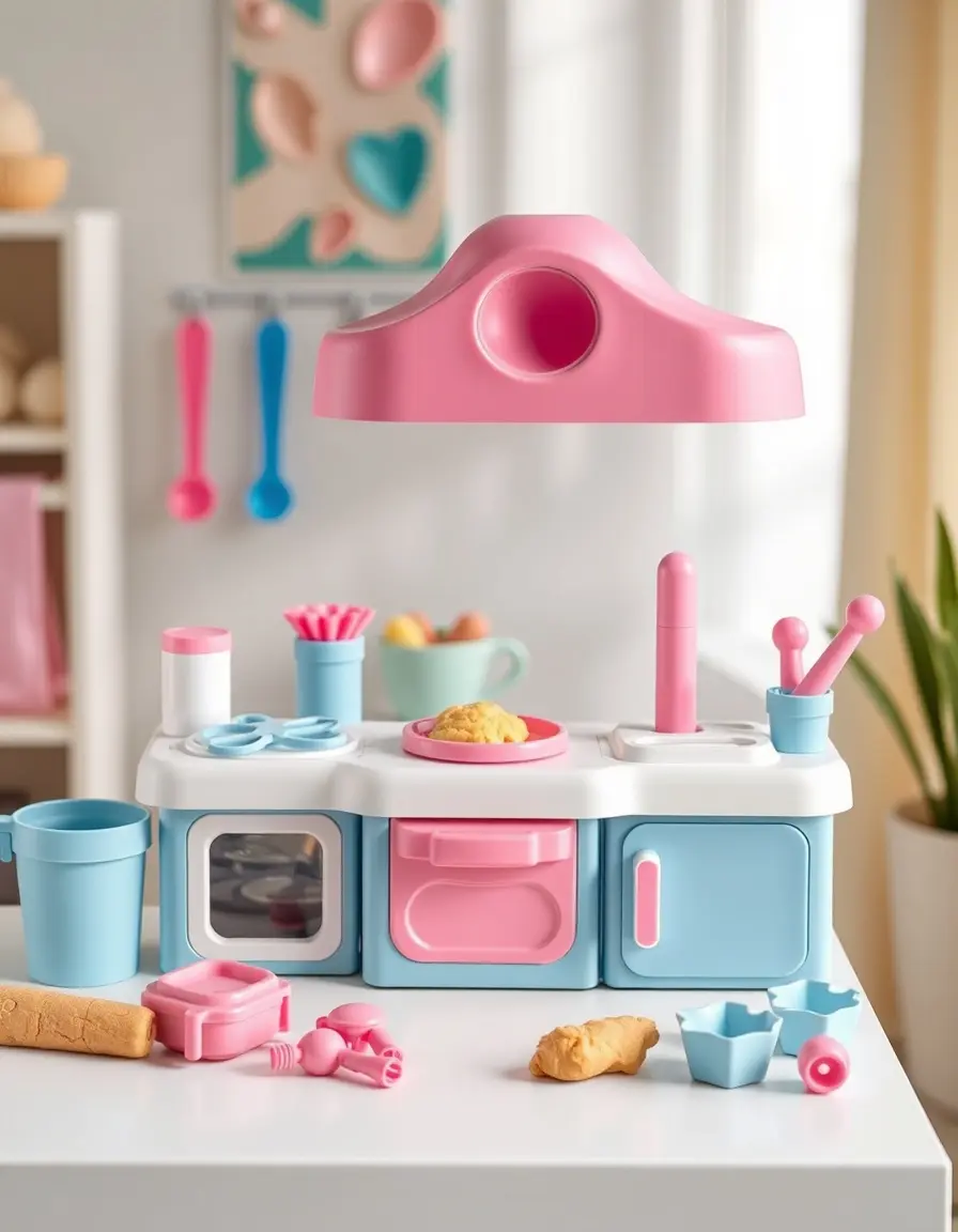 Play dough kitchen set with extruders and molds
