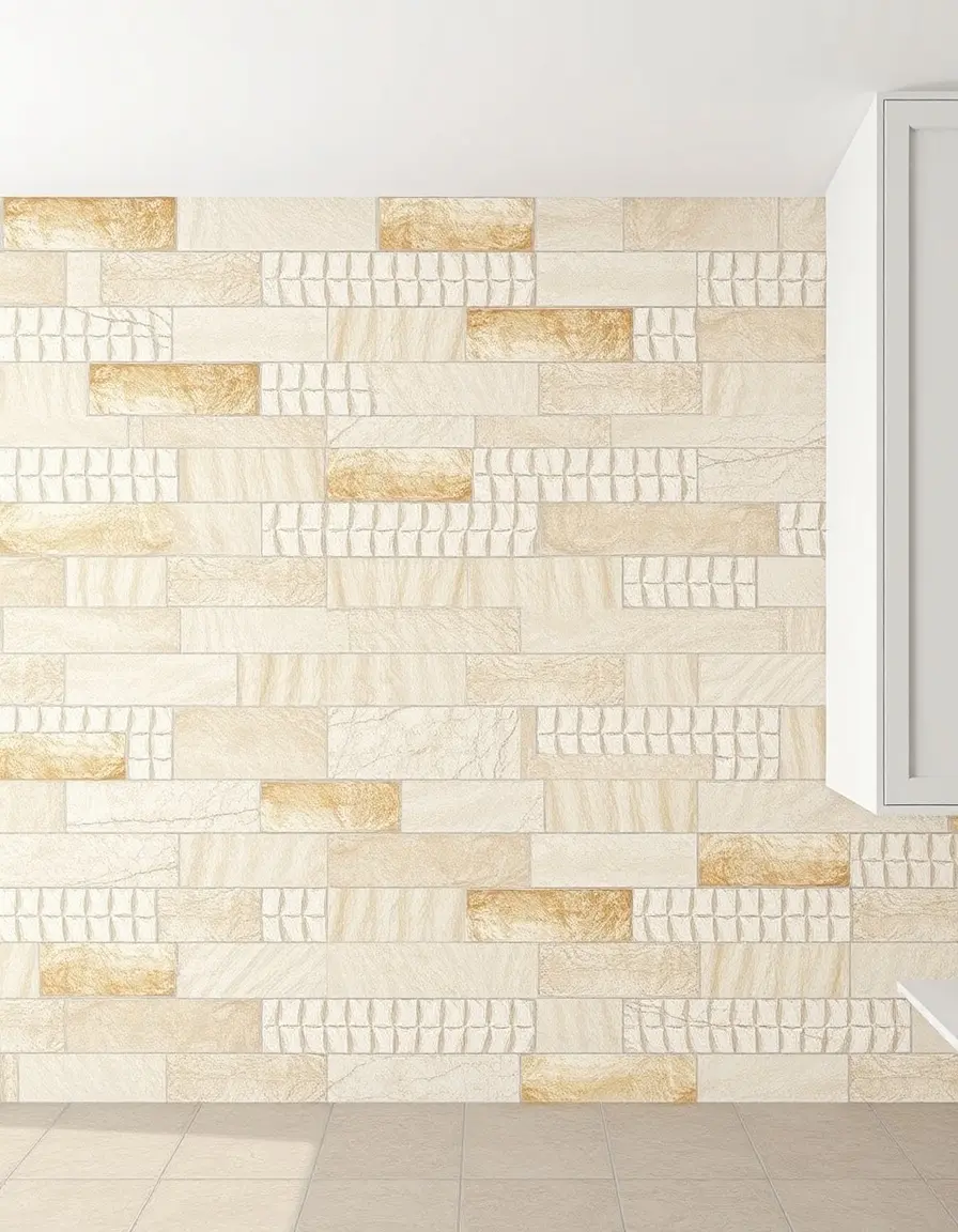 Faux stone peel and stick vinyl wall tiles for easy DIY kitchen upgrade
