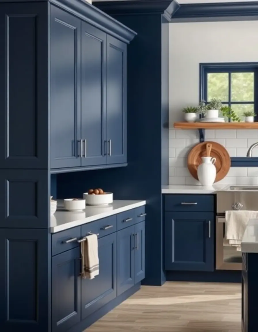 Navy Blue Kitchen Cabinet Set in matte finish