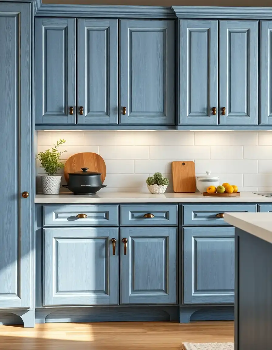 Denim Blue Kitchen Base Cabinets