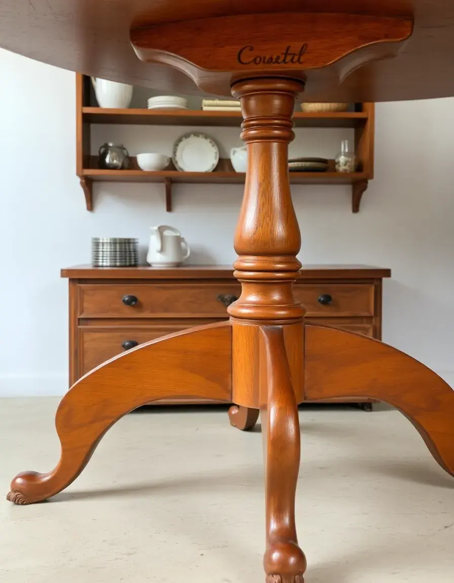 Antique vintage kitchen furniture table with claw feet