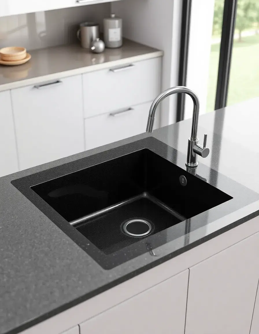 Black Composite Granite Kitchen Sink modern