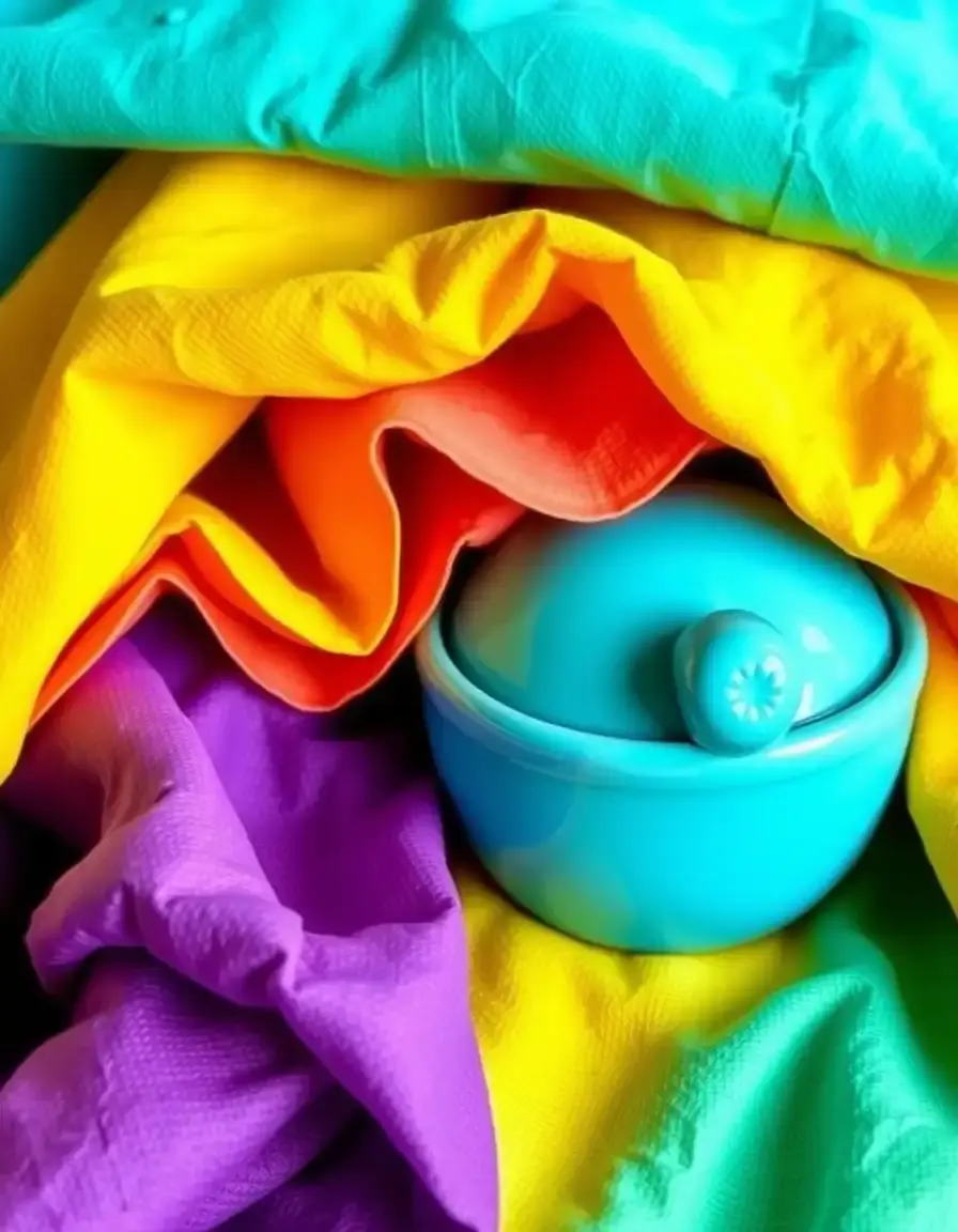 Colorful reusable beeswax wraps covering ceramic bowls