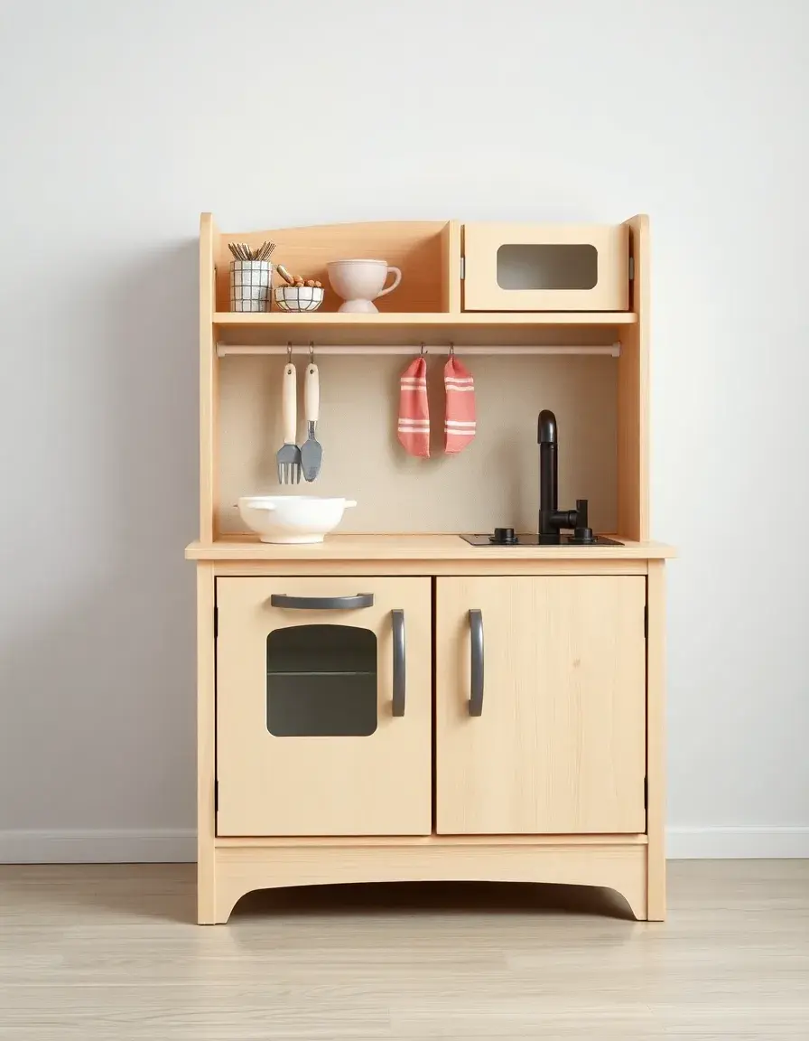 Toddler Play Kitchen Wooden - Simple and Low Height