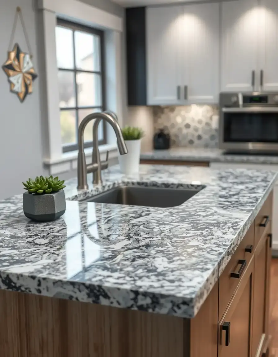 Thin granite overlay for countertop installation