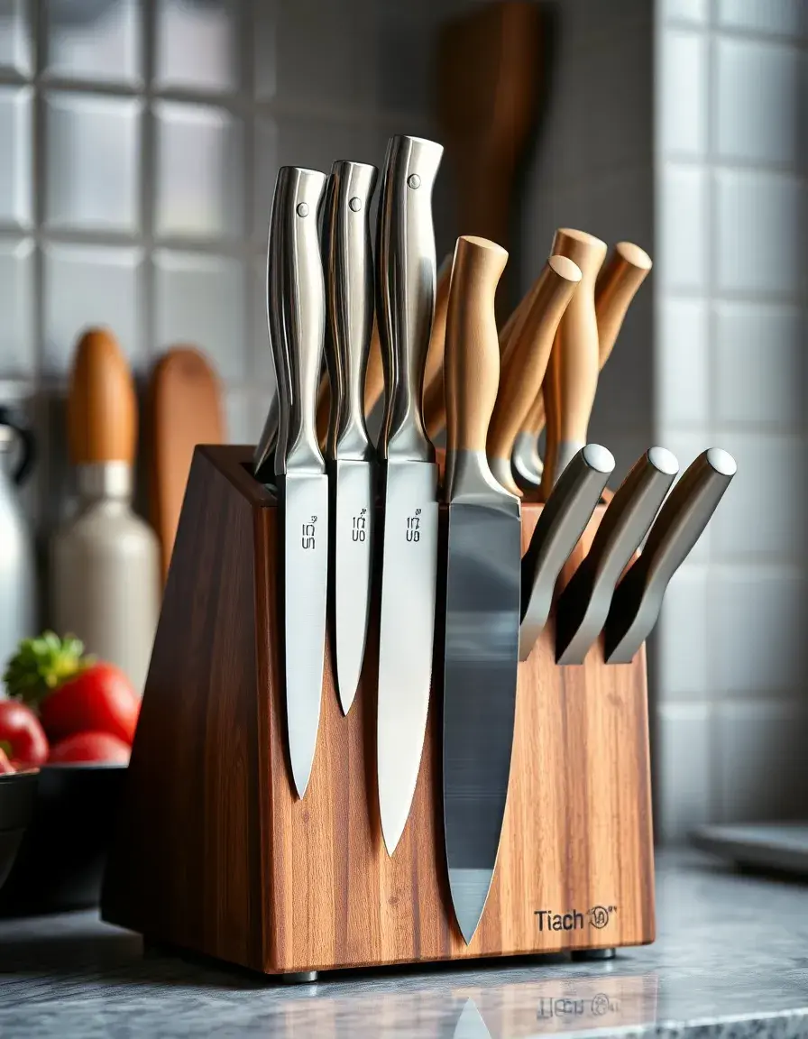 Sharp knife block set kitchen with various blades
