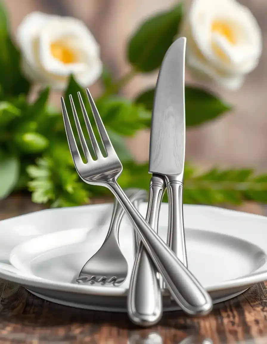Stainless tableware cutlery set, forks and knives