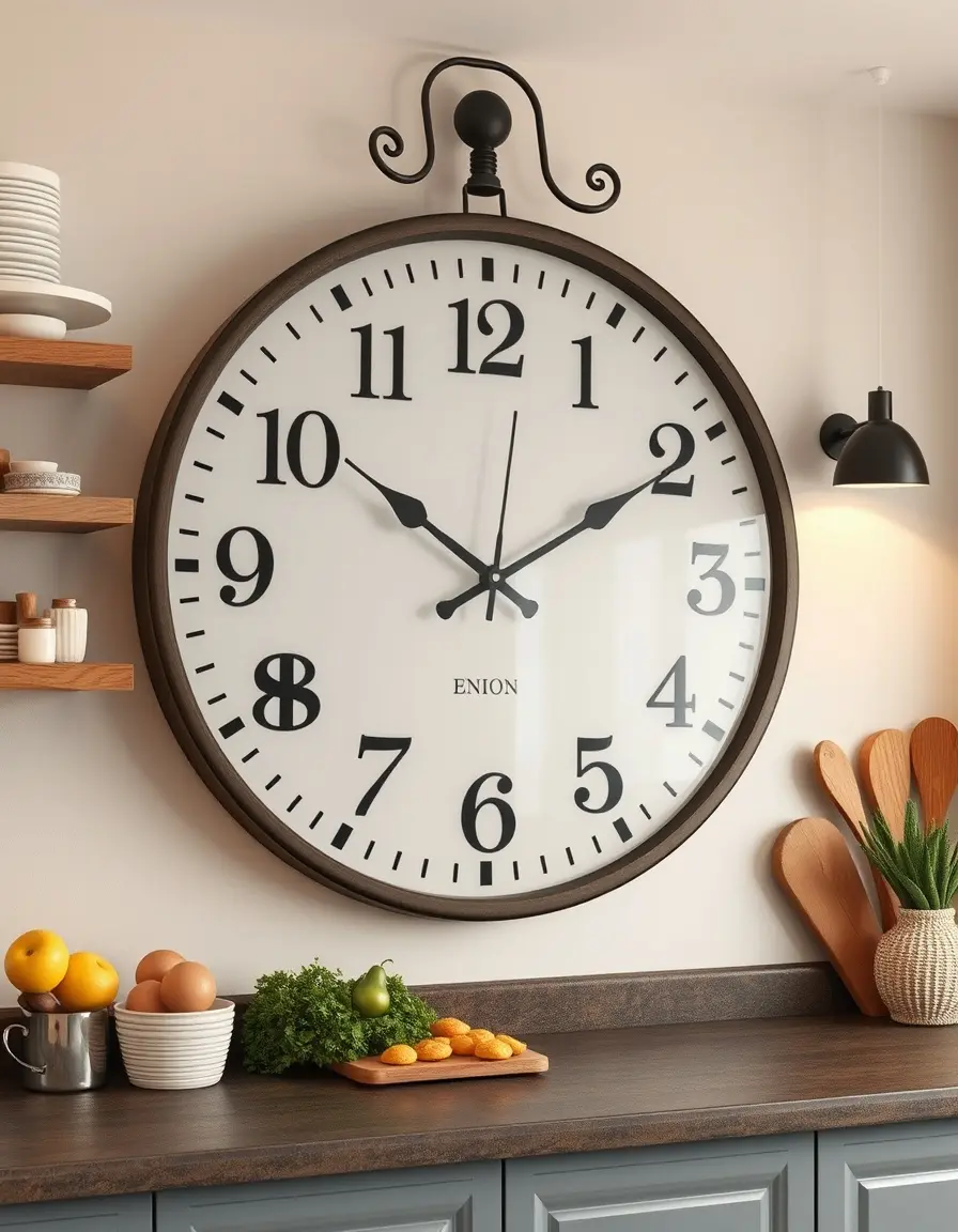 Large stylish analog wall clock for kitchen