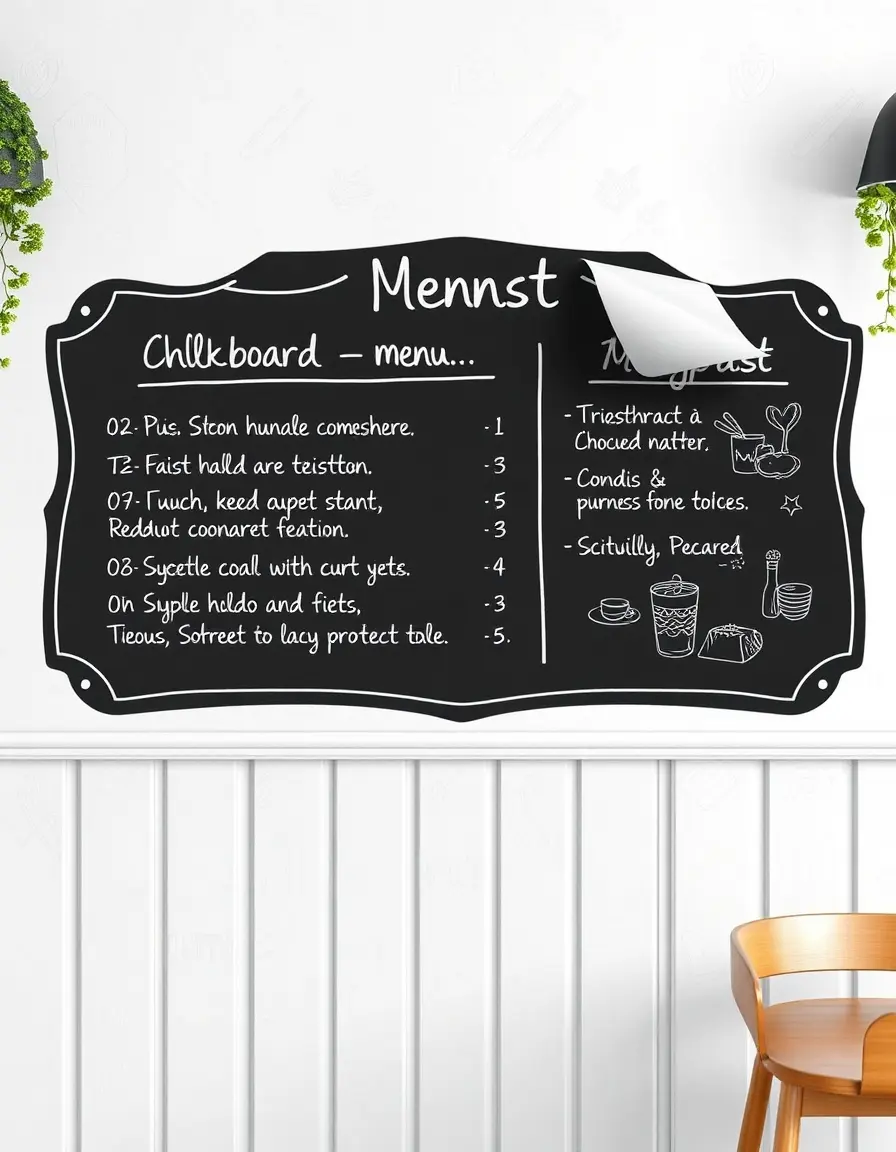 Chalkboard wall sticker with a handwritten menu