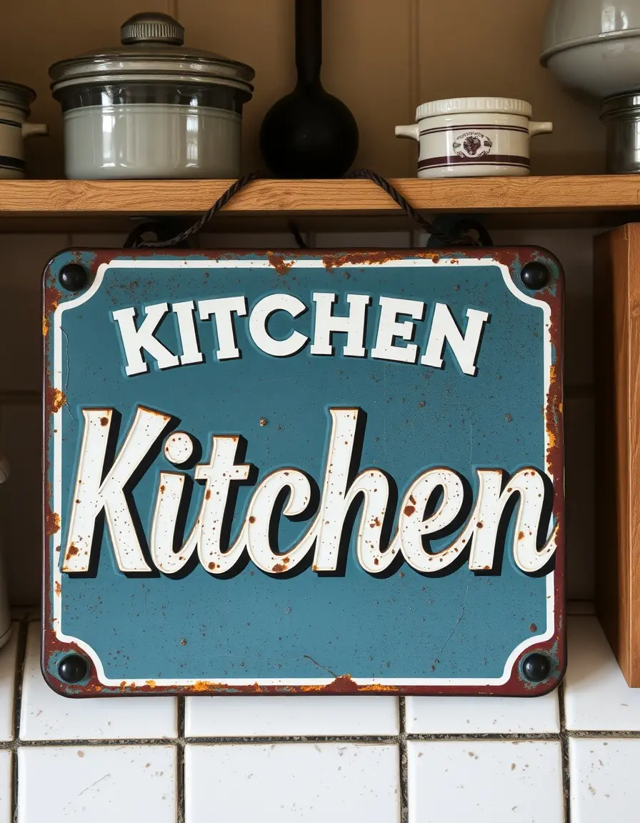 Vintage retro metal kitchen sign