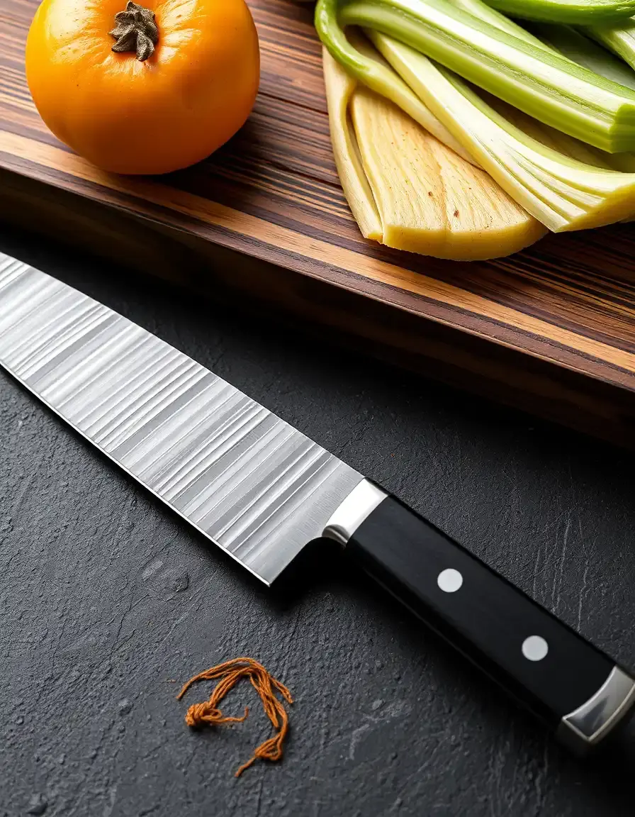 High-resolution photo of high carbon chef knife 8 inch forged, balanced handle