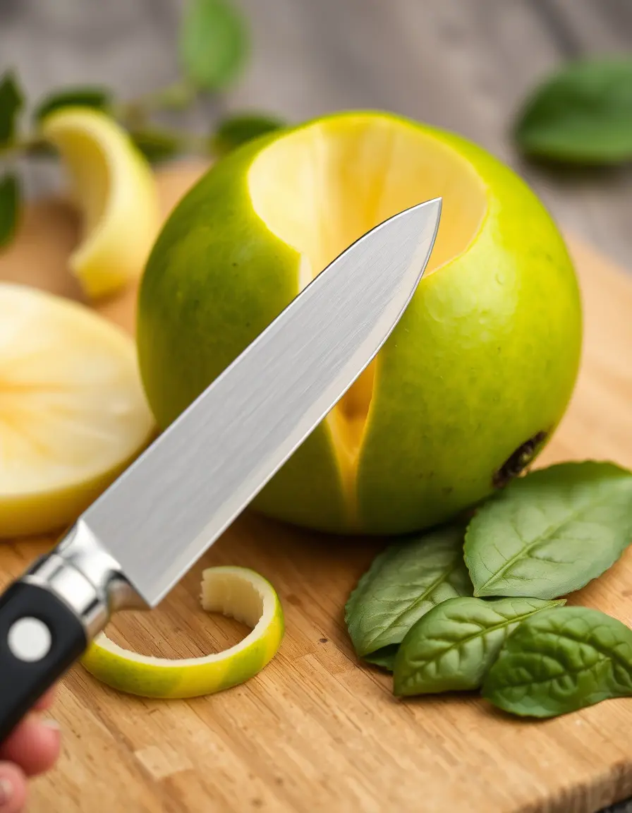 Detailed image of small paring knife 4 inch, peeling fruit, precise
