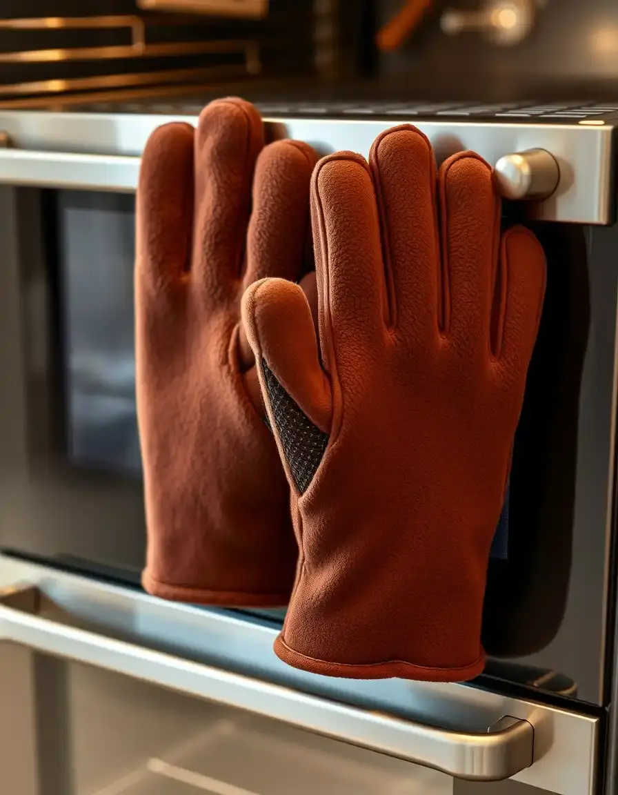 Thick espresso brown oven gloves