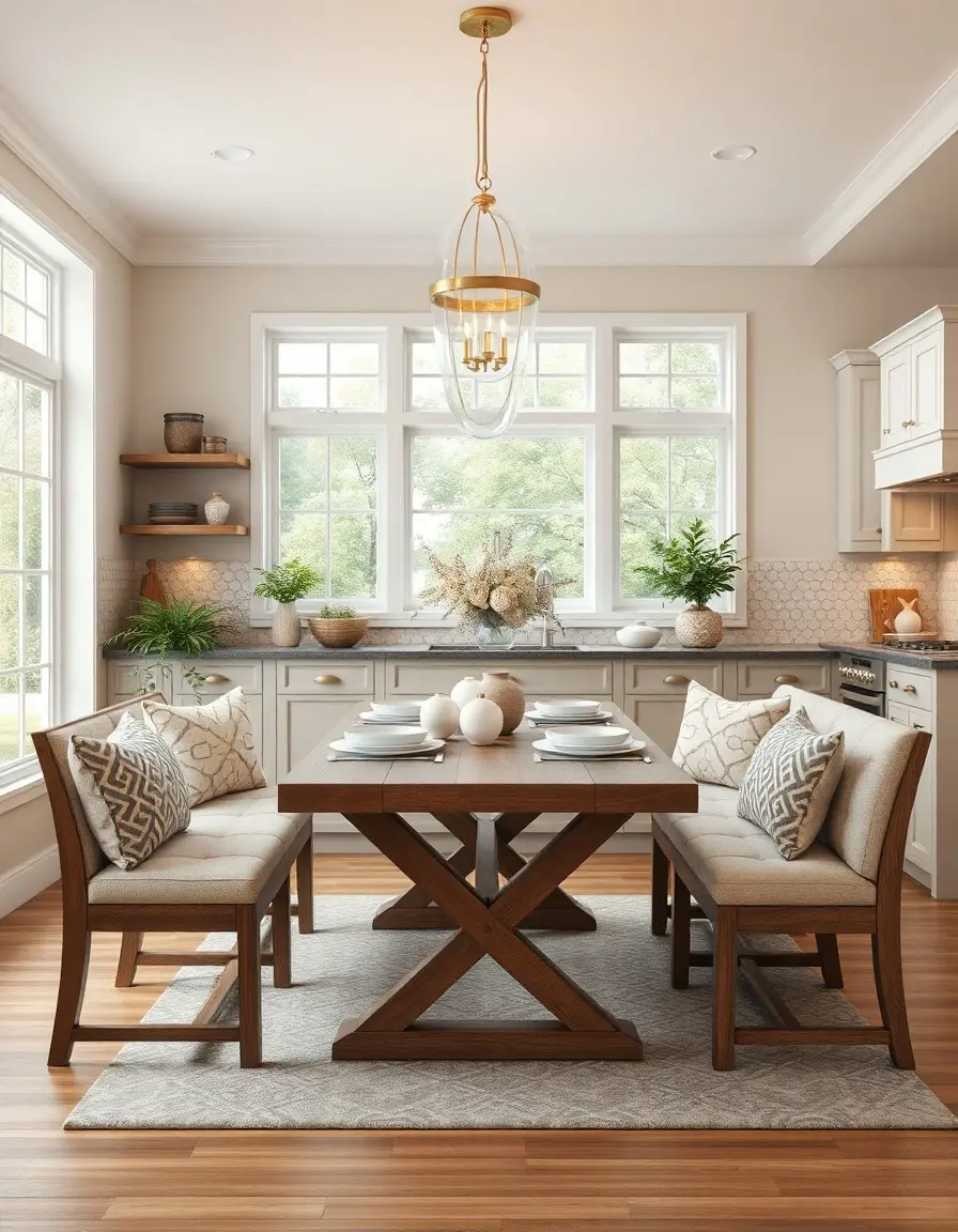 Kitchen Dining Table with Bench Seating family style