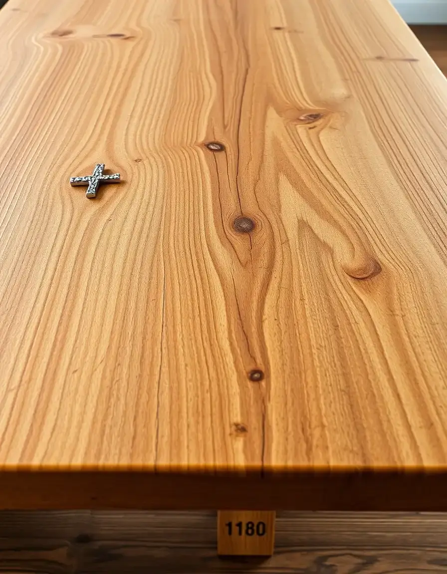 Solid Wooden Dining Table Rustic grain visible