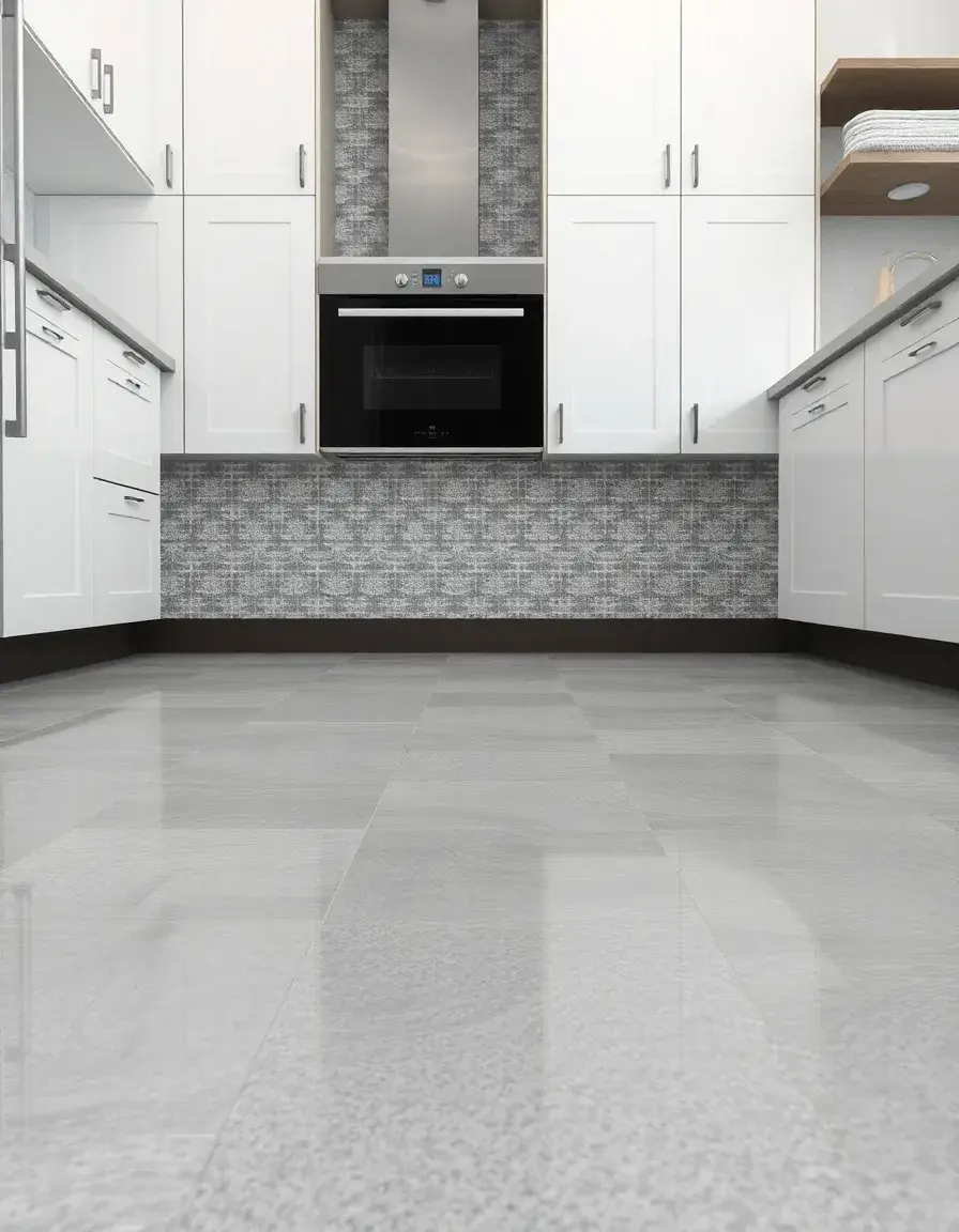 Textured gray Anti-Slip Kitchen Floor Tiles showing safety focus