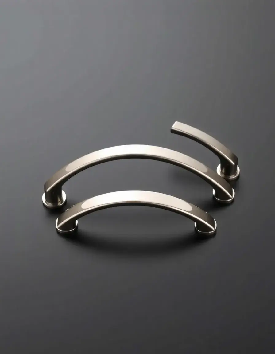 Curved Arch Pull Kitchen Handles in Nickel