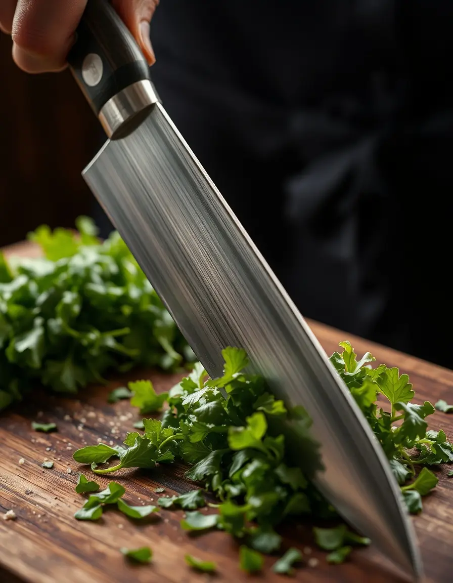 Japanese Nakiri vegetable knife on cutting board