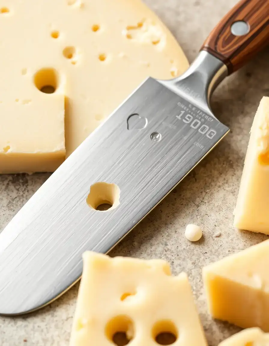 Offset cheese knife for soft cheeses