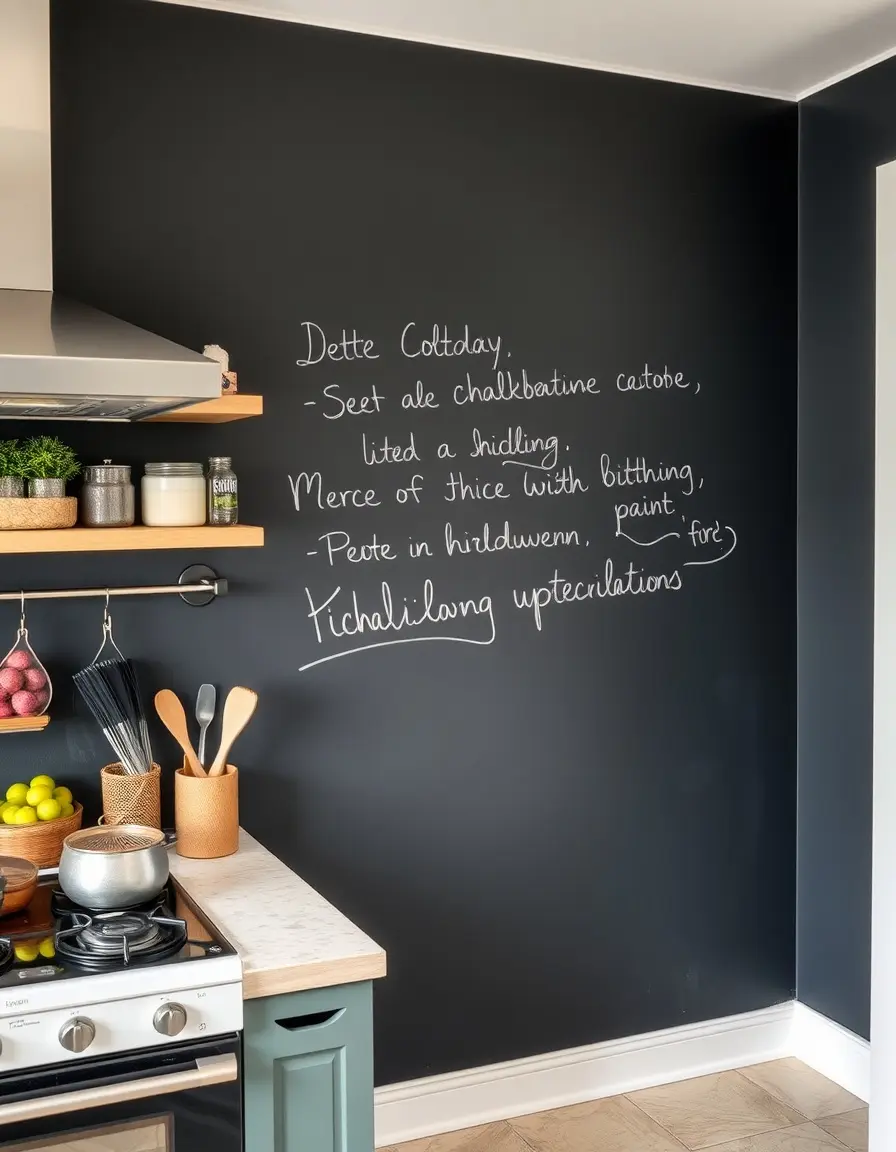 Chalkboard paint on a kitchen wall