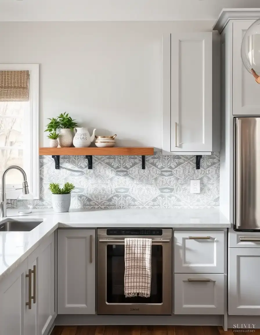 Metallic silver paint kitchen accent