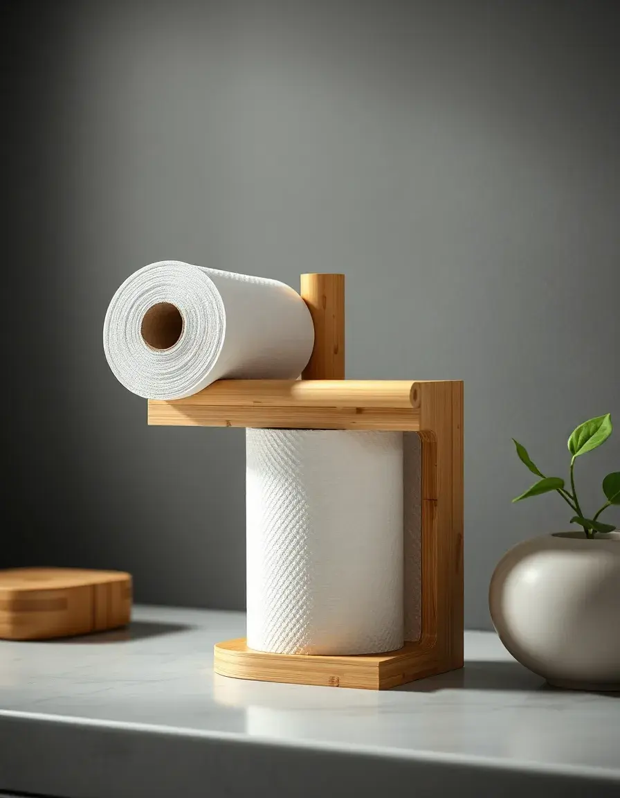 Sustainable bamboo eco kitchen roll holder