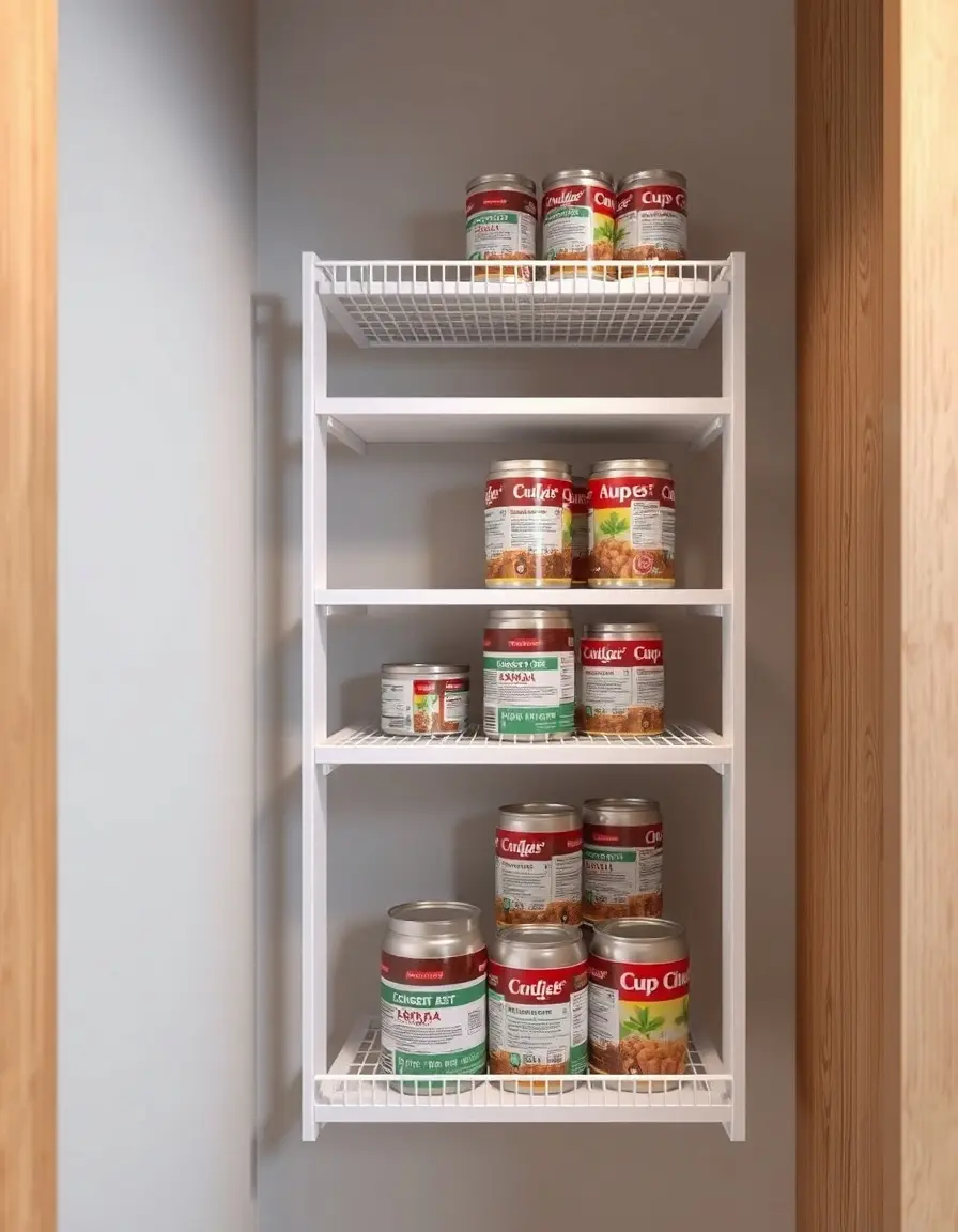 Expandable adjustable pantry shelf for organized cans