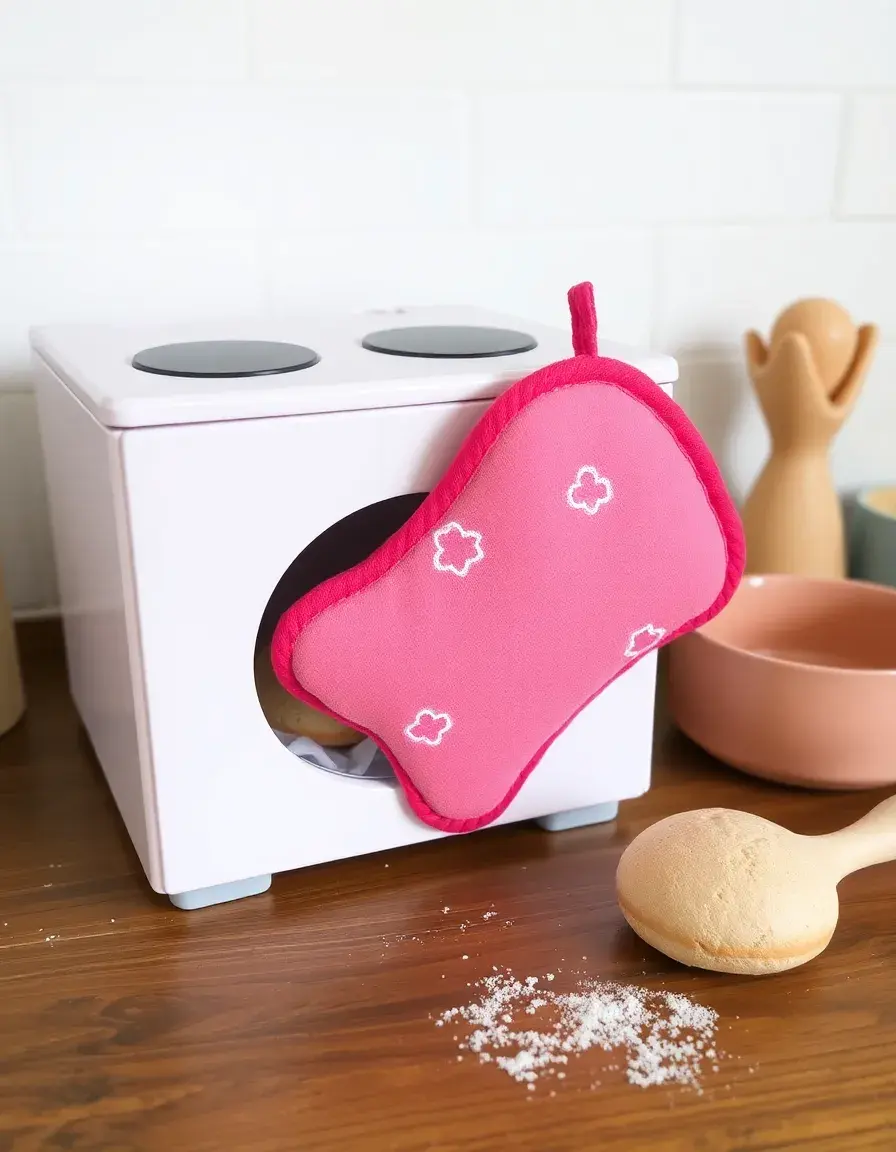 Mini play oven mitts for pretend baking