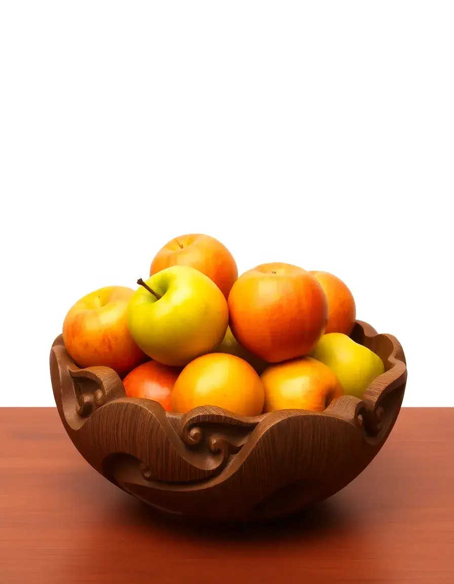 Carved wooden fruit bowl