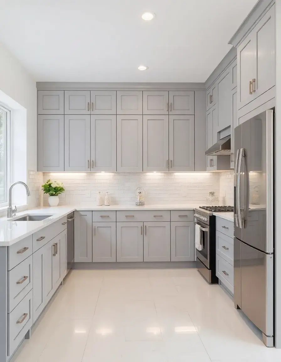 Light Gray Shaker Cabinets in a bright kitchen