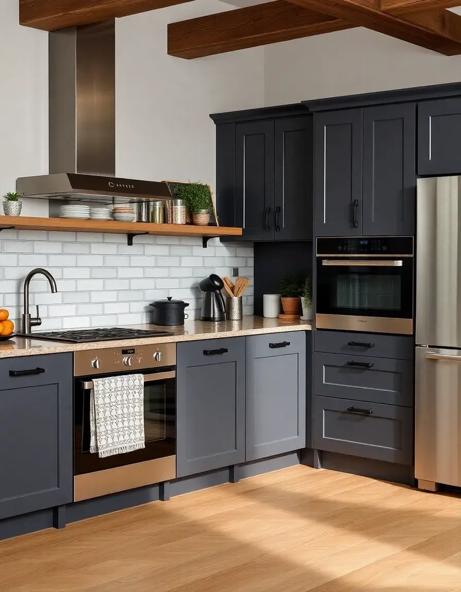 Charcoal Grey Kitchen Cabinets in industrial setting