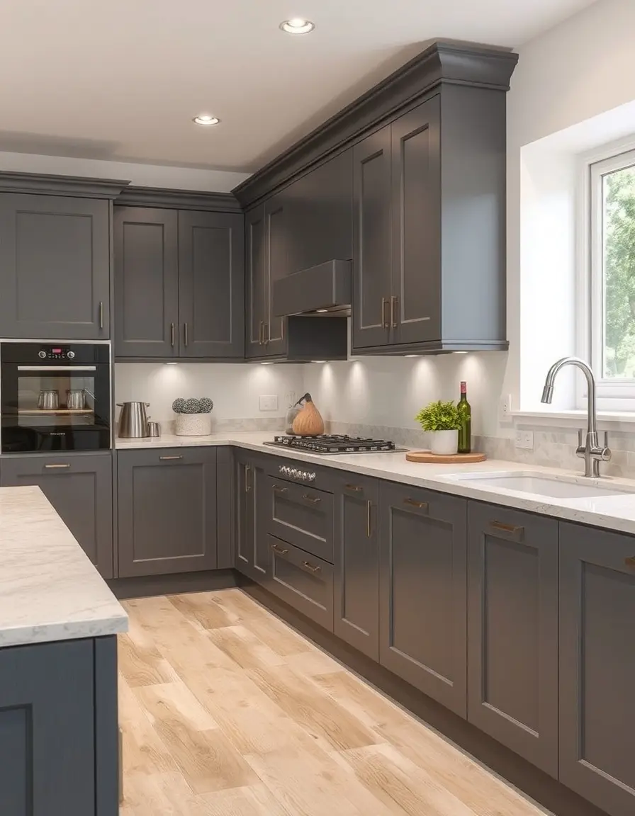 Storm grey kitchen base units with durable laminate