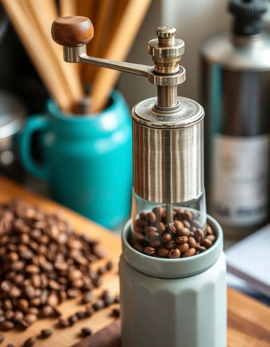 Manual Coffee Grinder with fresh beans
