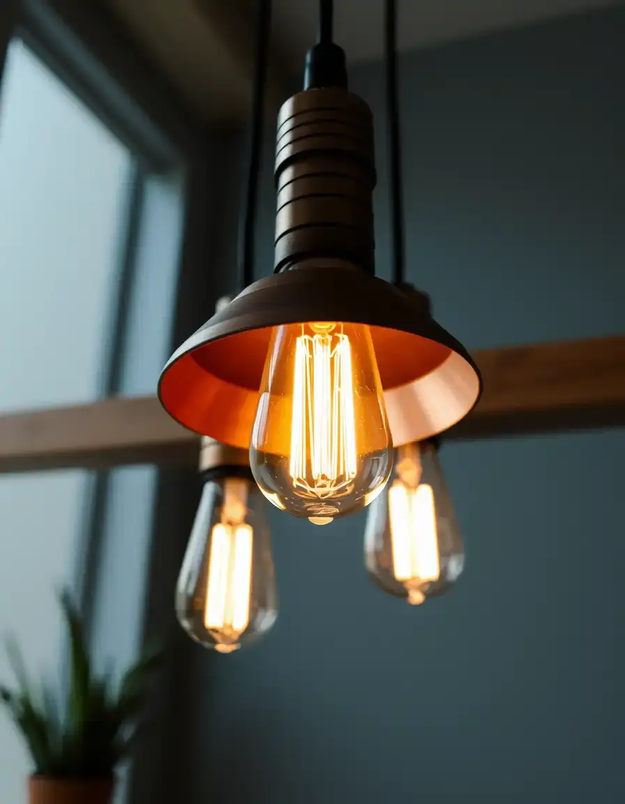 Retro vintage bulb light fixture with copper finish