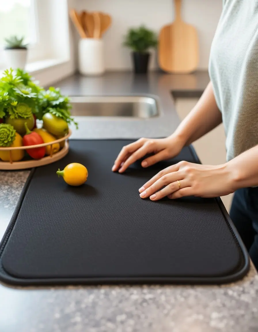 Comfortable gel infused kitchen runner pad in black