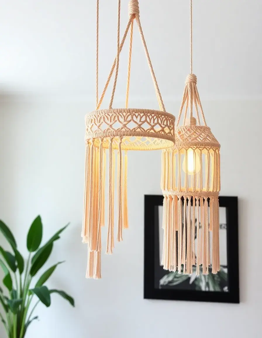 Bohemian Macrame Pendant Lights for Kitchen Island