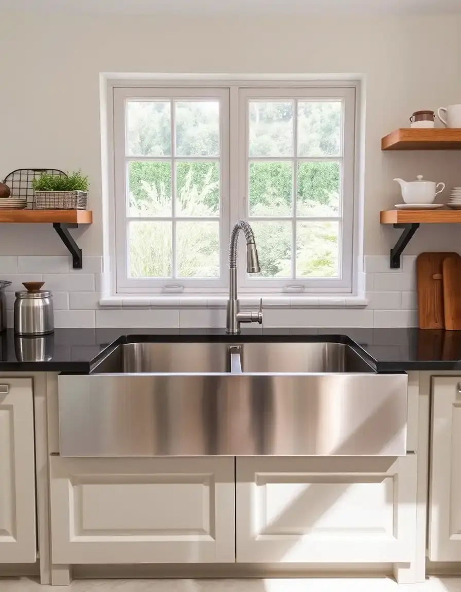 Farmhouse double bowl stainless steel kitchen sink with apron front