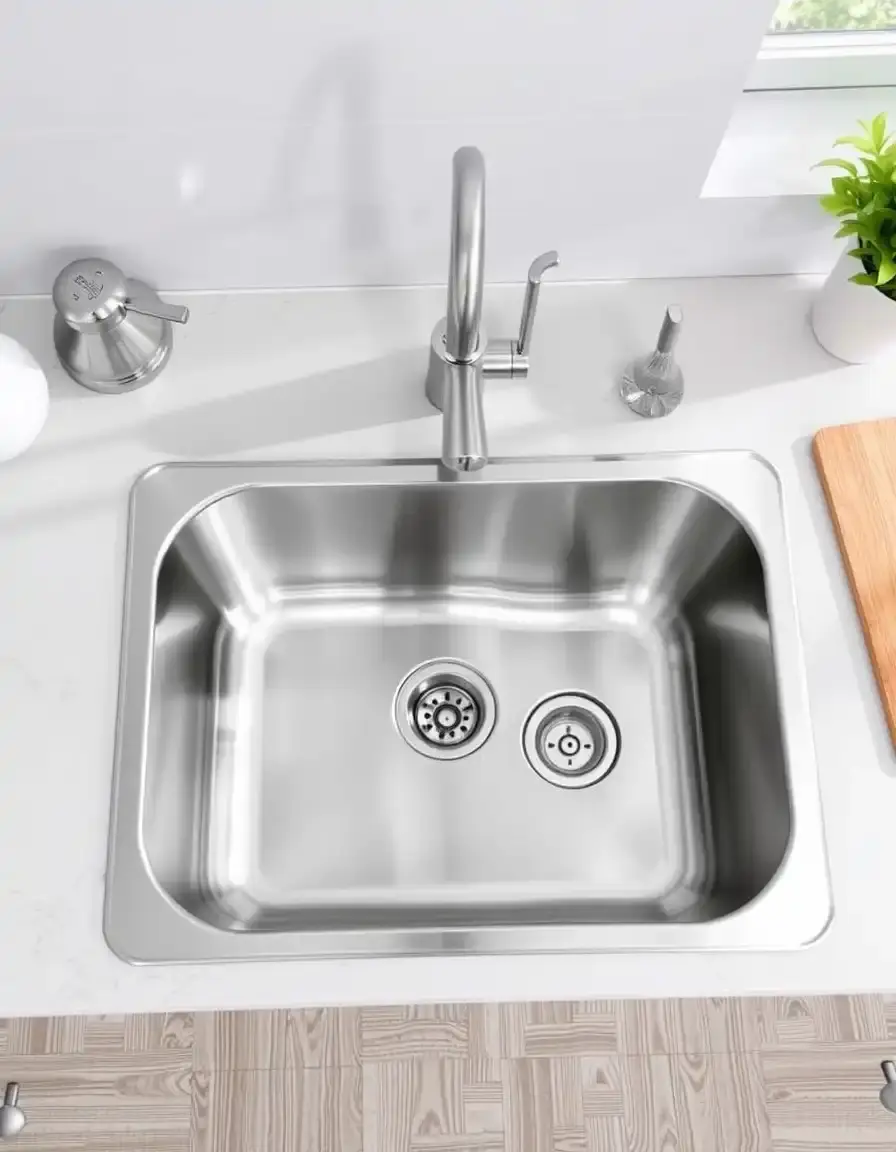 Drop-in top mount stainless steel kitchen sink with faucet holes