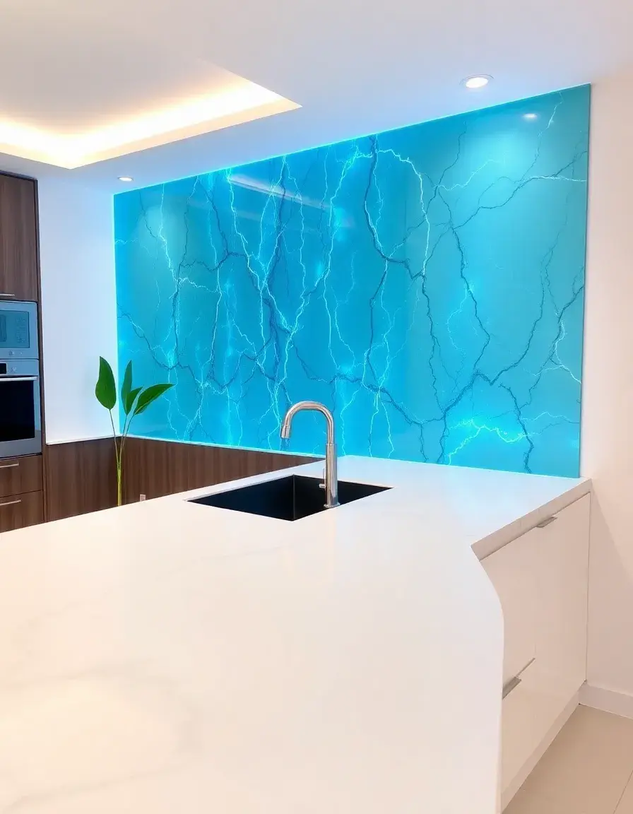 Modern blue acrylic waterfall countertop