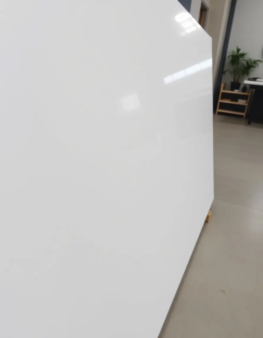 Honed finish white quartz slab, non-reflective surface